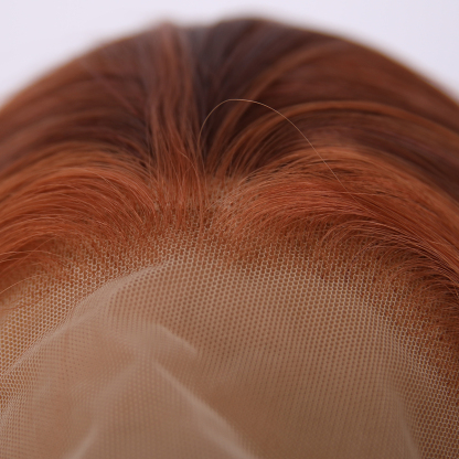 SMILCO/30Inch Highlight Ginger With Orange 13*4 Free Part Lace Front Long Wave Synthetic Wig/SM9030B