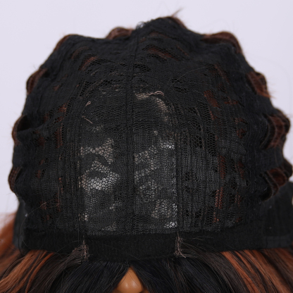 SMILCO/26Inch Highlight Dark Blue With Orange Long Curly Synthetic Wig/SM423