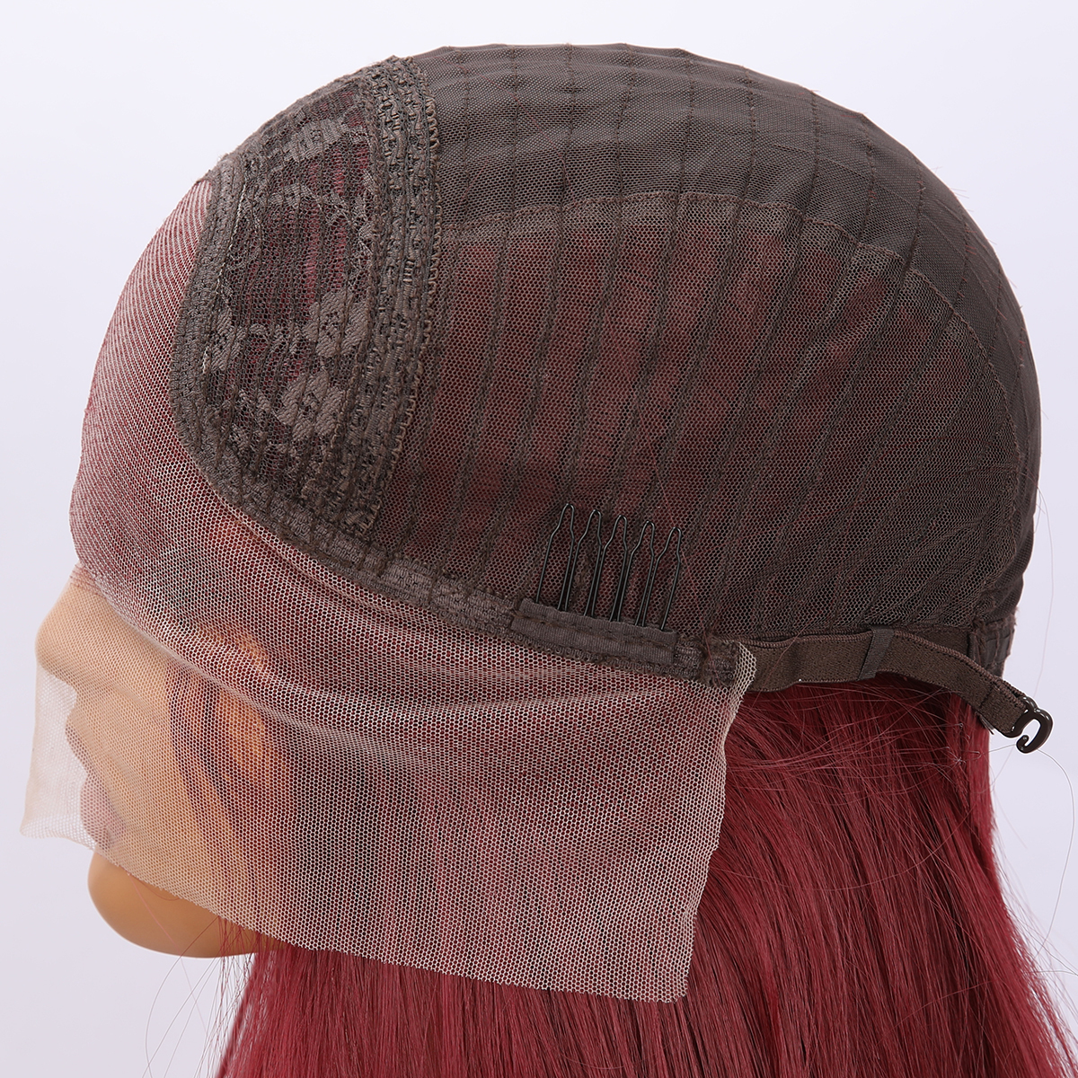 SMILCO/26Inch Red Wine 13*4 Lace Front Long Straight Synthetic Wig/SM9842