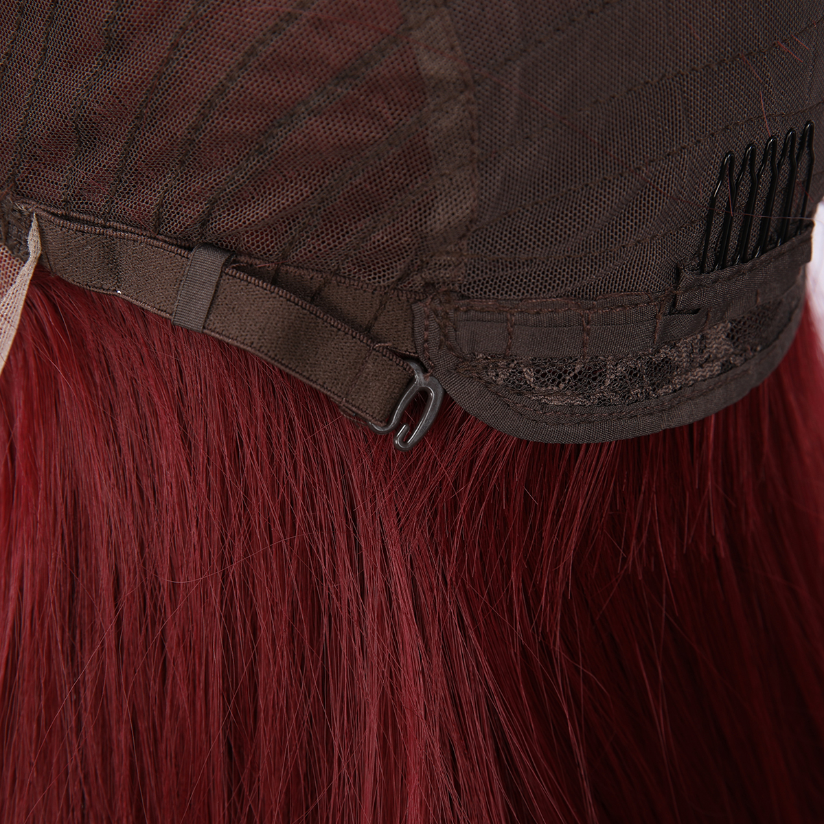 SMILCO/26Inch Red Wine 13*4 Lace Front Long Straight Synthetic Wig/SM9842