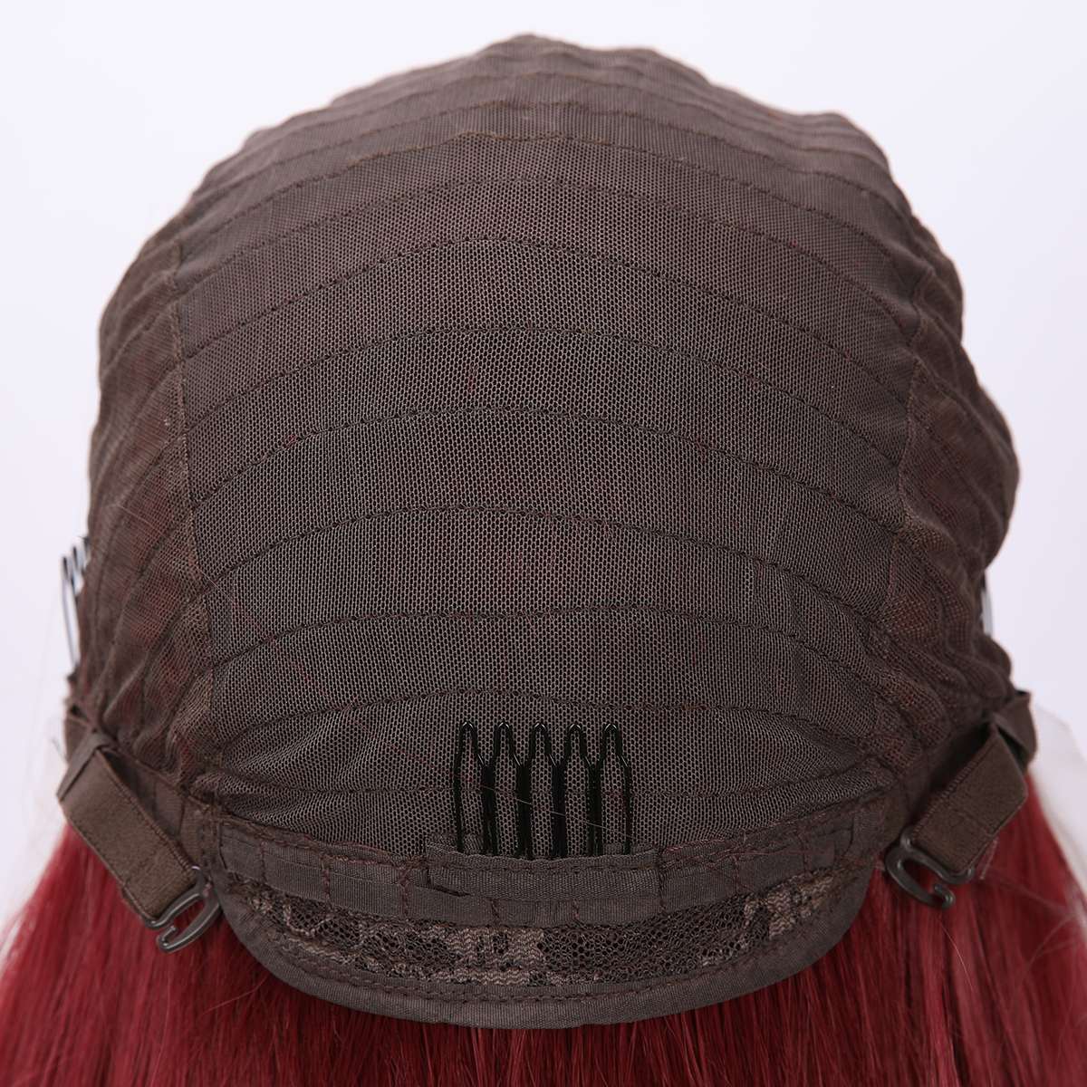 SMILCO/26Inch Red Wine 13*4 Lace Front Long Straight Synthetic Wig/SM9842