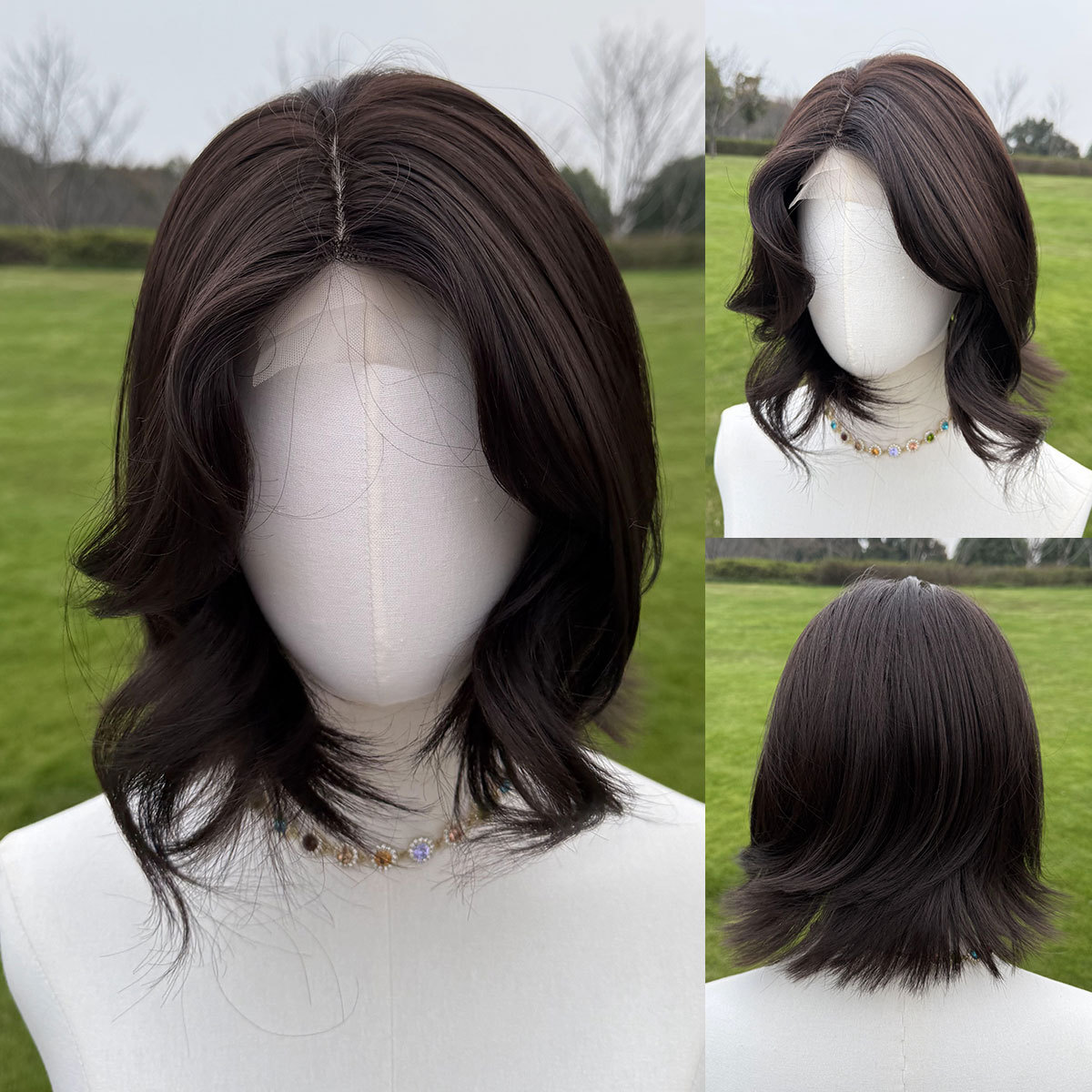 SMILCO/8Inch  Hybird Lace Front Short Straight Synthetic Wig/SM1684