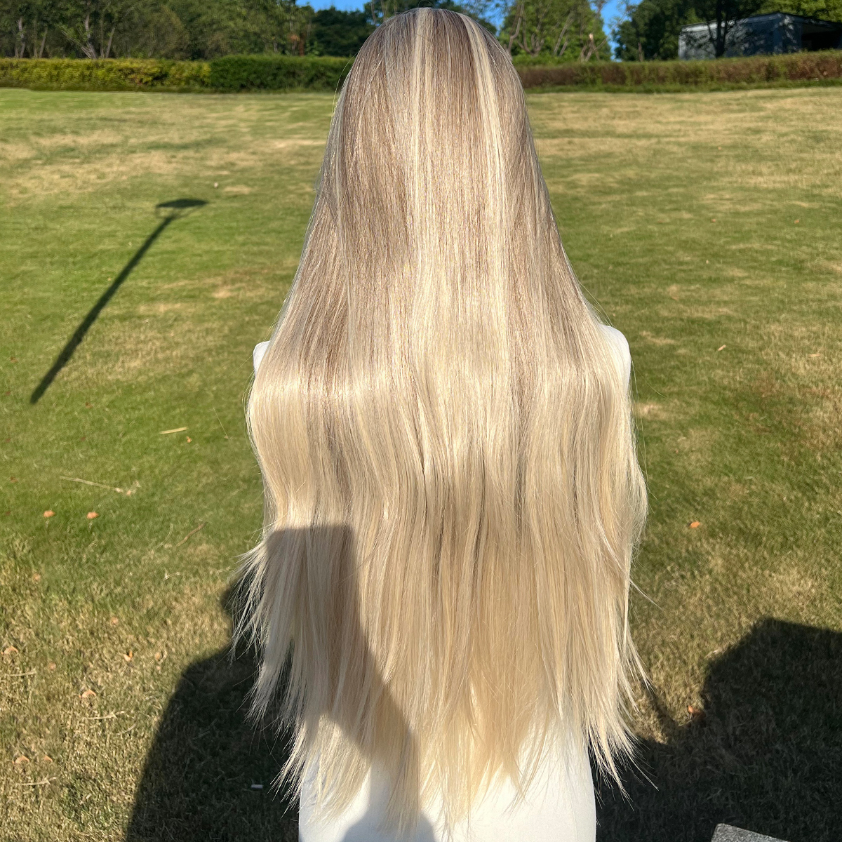 SMILCO/32Inch Ombre Brown Ash Blonde Long Straight Lace Front Synthetic Wig/SM9227/SM9227B