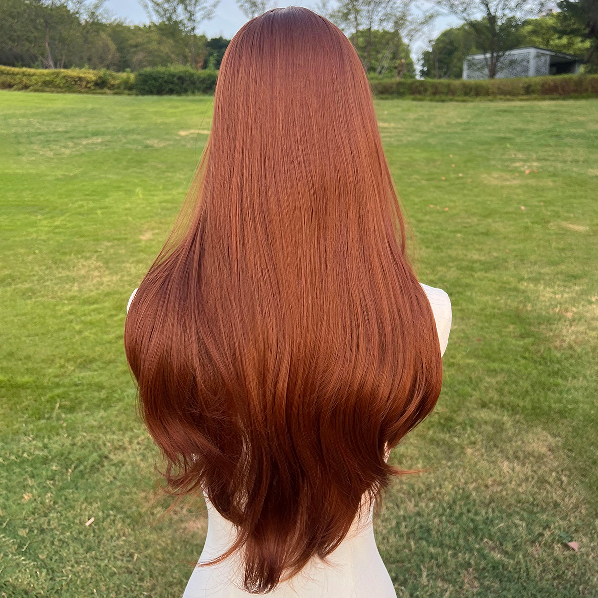 SMILCO/26Inch Ginger Long Wave With Bangs Synthetic Wig/SM8011