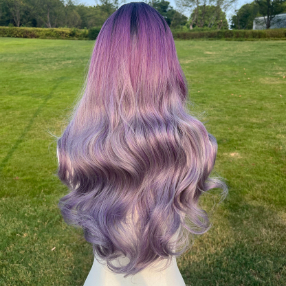 SMILCO/26Inch Ombre Deep-Light Purple Long Curly Synthetic Wig/SM027