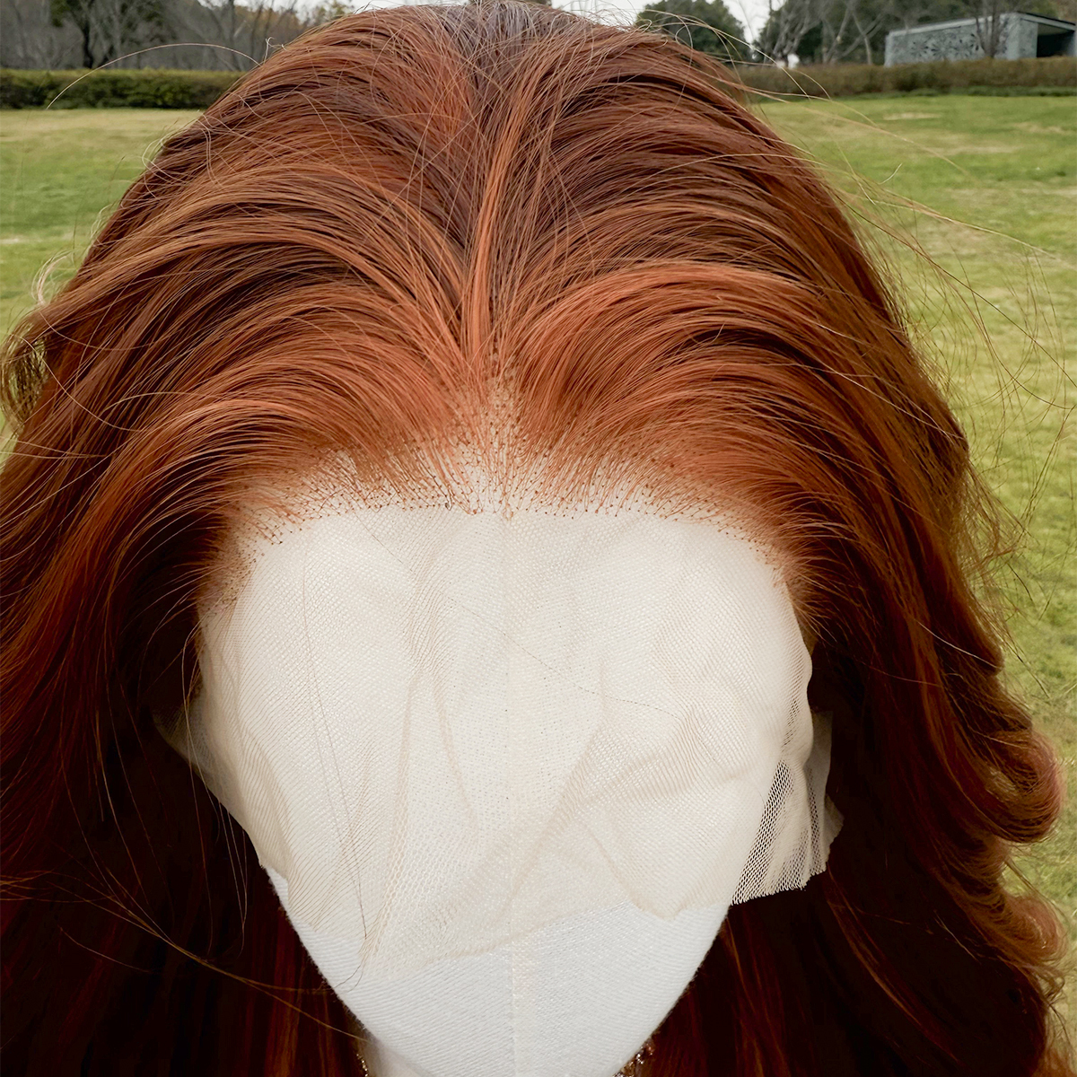 SMILCO/30Inch Highlight Ginger With Orange 13*4 Free Part Lace Front Long Wave Synthetic Wig/SM9030B
