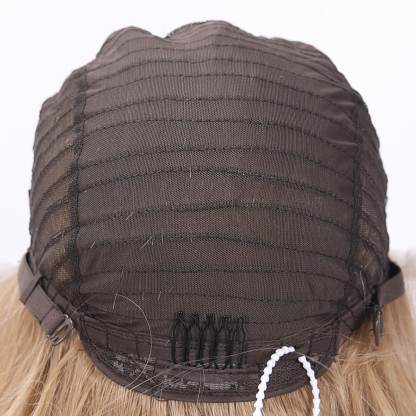 SMILCO/26Inch Luxury Blonde Low Density/Pre-Cut/13*6 Lace Front Free Part Futura Layer Cutted Long Curly With Bangs/Glueless/Natural Hairline/ Synthetic Lace Front Wig/SM9912