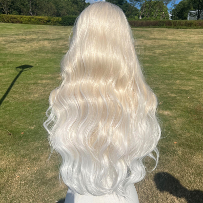 SMILCO/32Inch Ombre Brown Ash Platinum 13*4 Lace Front Long Wave Synthetic Wig/SM9720