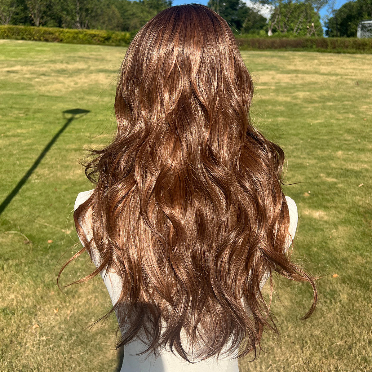 SMILCO/26Inch Ombre Deep-Light Brown T-Part Lace Front Synthetic Wig/SM9061