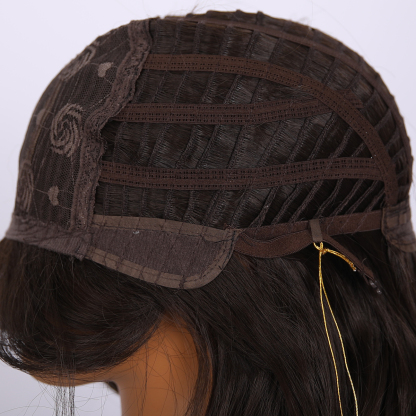 SMILCO/24Inch Black Long Curly With Bangs Synthetic Wig/SM415