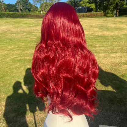 SMILCO/28Inch Claret 13*4 Lace Front Long Curly Synthetic Wig/SM9827