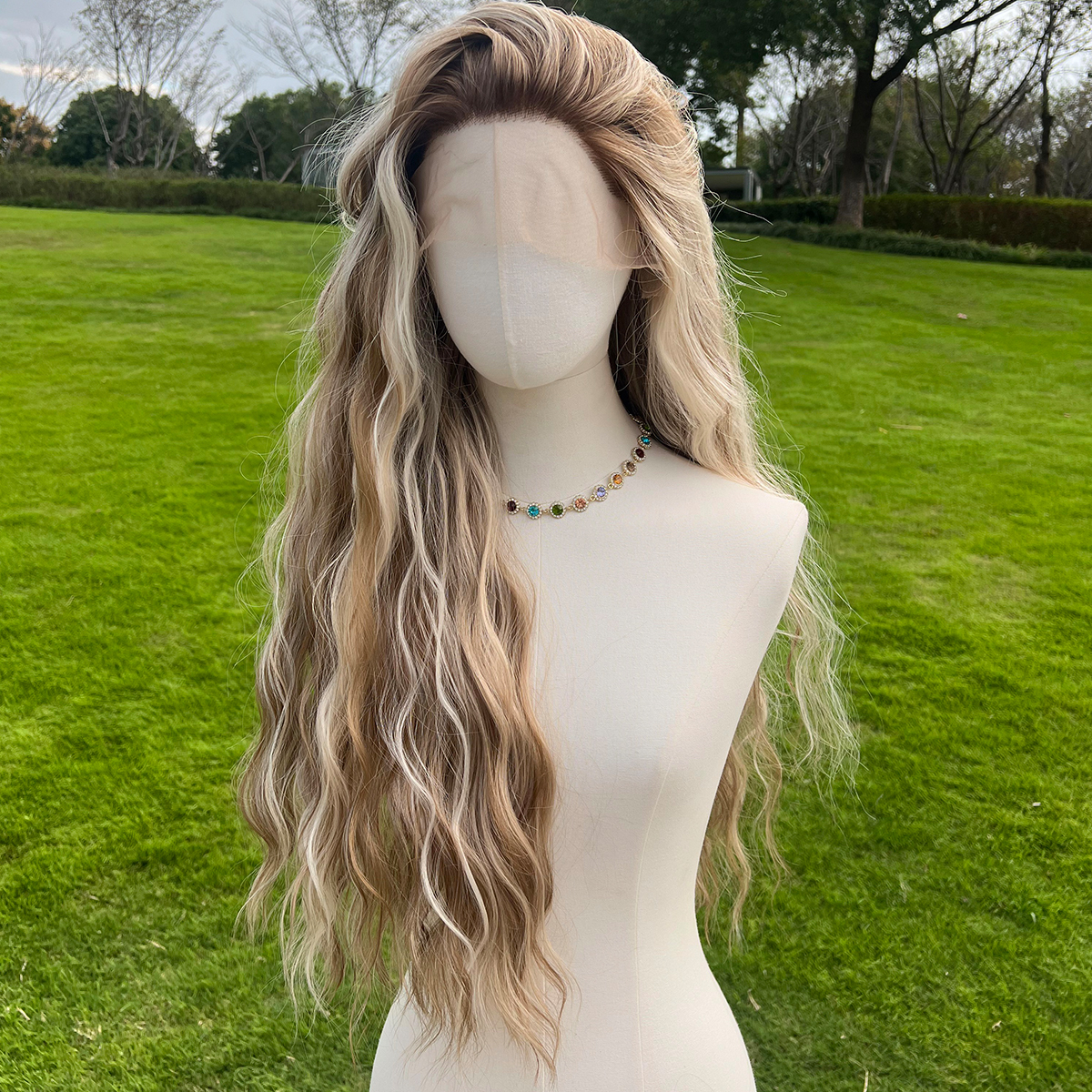 SMILCO/26Inch 13×4 Lace Front Highlight Brown&Blonde/Synthetic Hair/SM9208