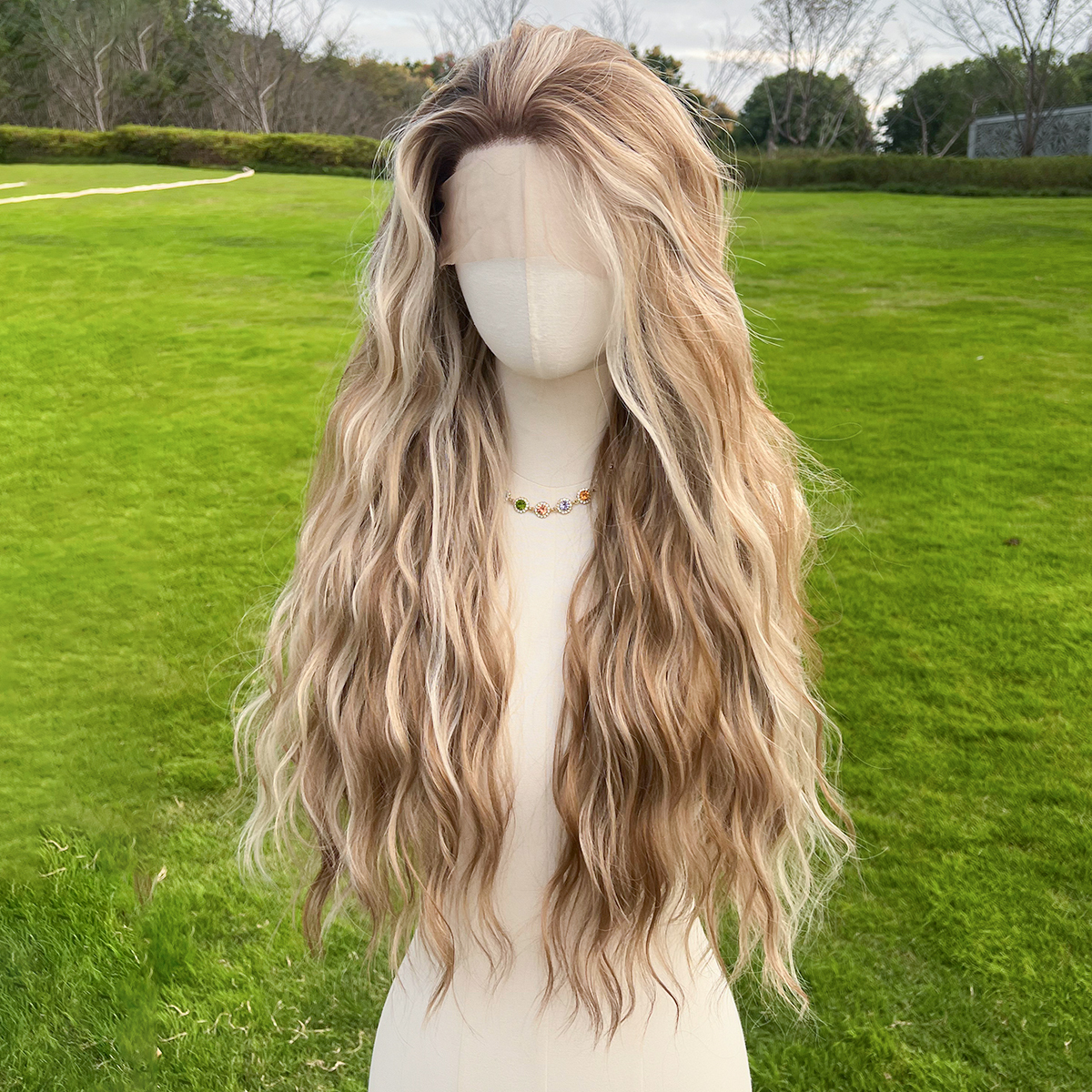 SMILCO/26Inch 13×4 Lace Front Highlight Brown&Blonde/Synthetic Hair/SM9208