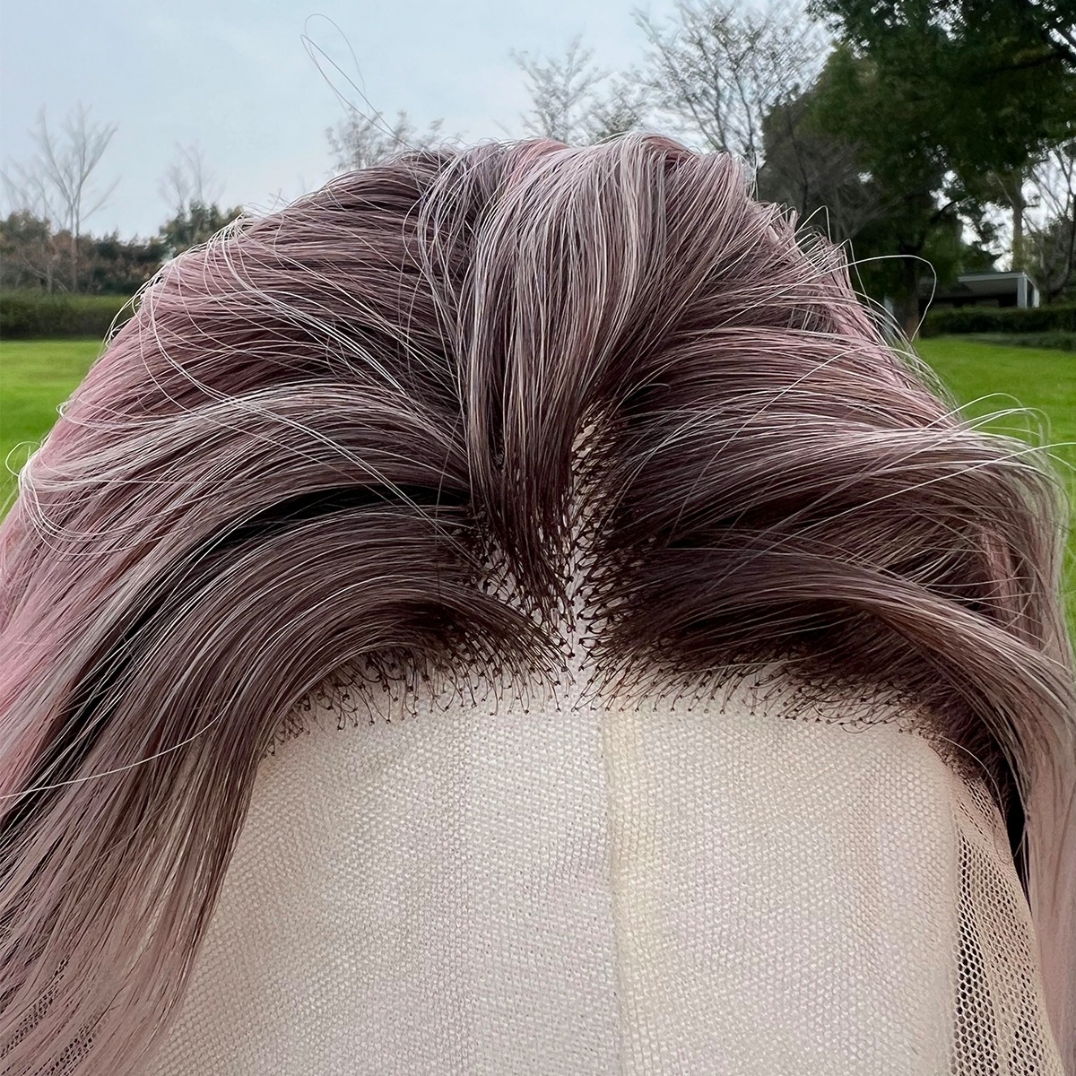 SMILCO/32Inch Ombre Brown Ash Pink  Long Curly T-Part Lace Front Synthetic Wig/SM9108