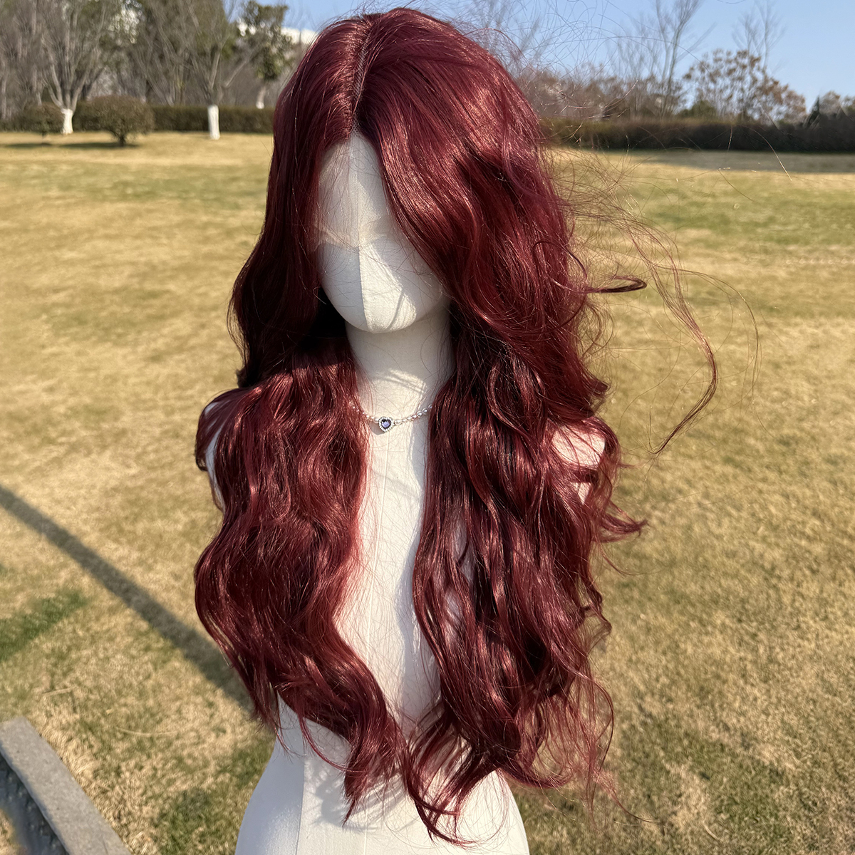 SMILCO/28Inch Cherry T-Part Lace Front Long Curly Synthetic Wig/SM9136