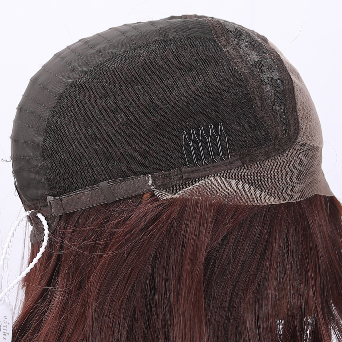 SMILCO/24Inch Luxury Caramel Brown Low Density/Pre-Cut/13*6 Lace Front Free Part Futura Layer Cutted Medium Curly With Bangs/Glueless/Natural Hairline/ Synthetic Lace Front Wig/SM9913