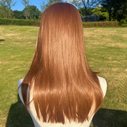 SMILCO/22Inch Copper Hybird Lace Front 1.5*6 Wolf Cut Medium Straight Synthetic Wig/SM019