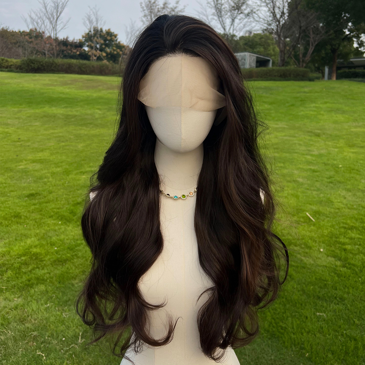 SMILCO/26Inch Dark Brown Luxe 13*6 Lace Front  Long Curly Synthetic Wig/SM9706