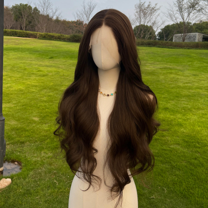 SMILCO/30Inch Deep Brown 13*4 Lace Front Long Curly Synthetic Wig/SM9850