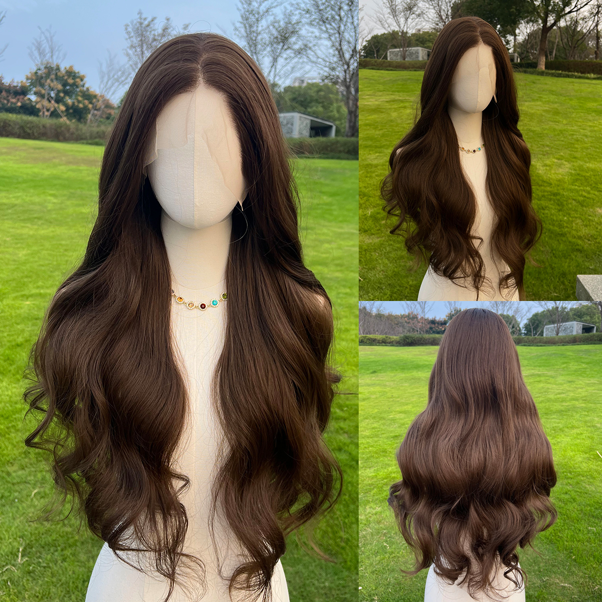 SMILCO/30Inch Deep Brown 13*4 Lace Front Long Curly Synthetic Wig/SM9850