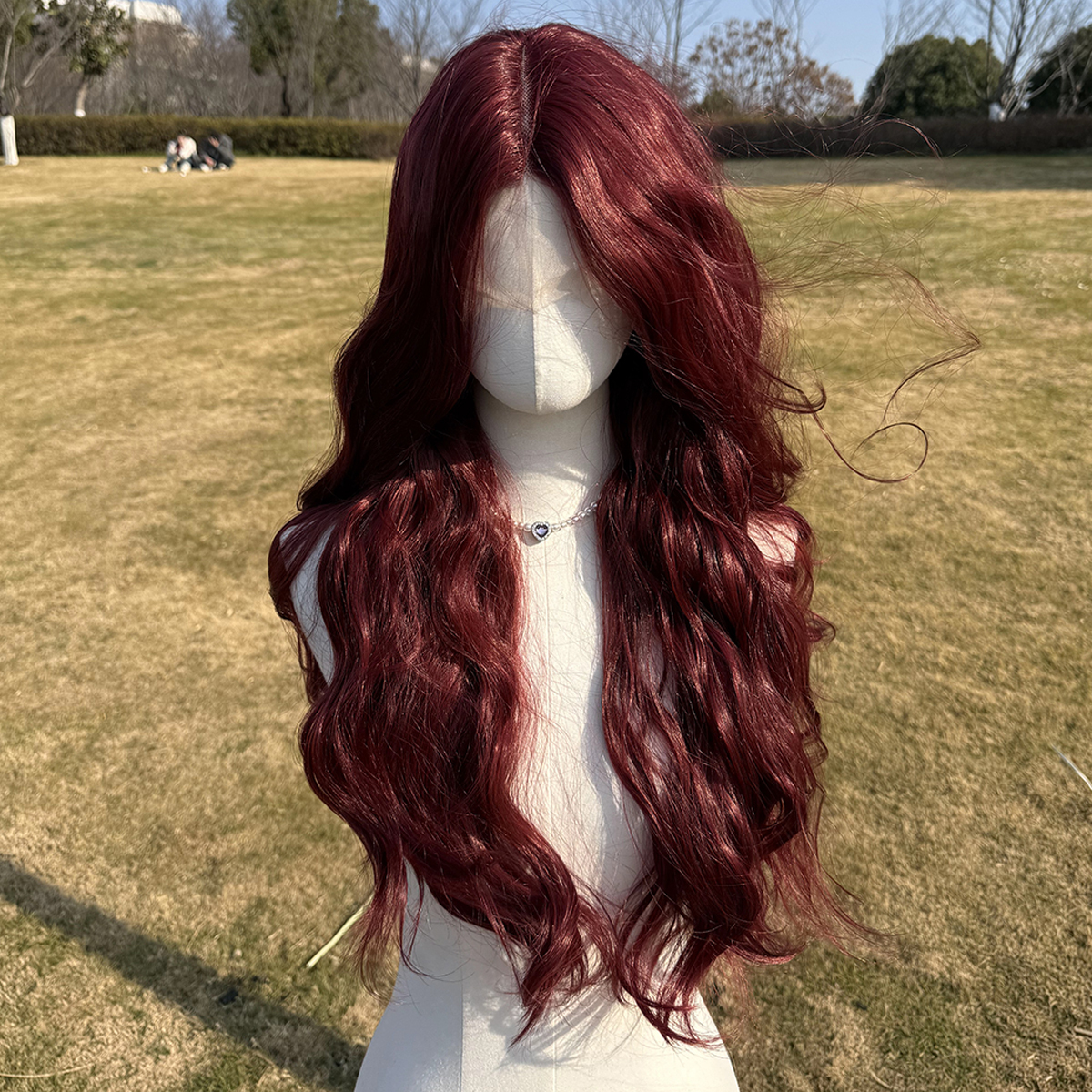 SMILCO/28Inch Cherry T-Part Lace Front Long Curly Synthetic Wig/SM9136