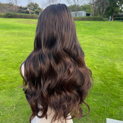 SMILCO/26Inch Dark Brown Luxe 13*6 Lace Front  Long Curly Synthetic Wig/SM9706