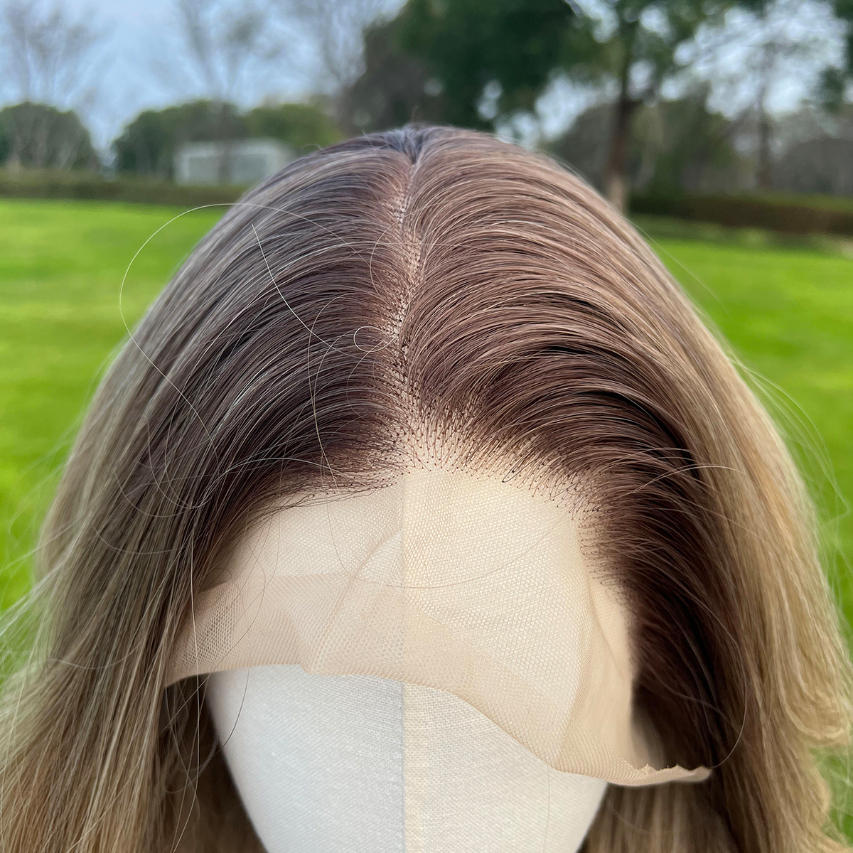 SMILCO/28Inch Ombre Brown Ash Blonde 13*4 Lace Front Long Curly Synthetic Wig/SM9853
