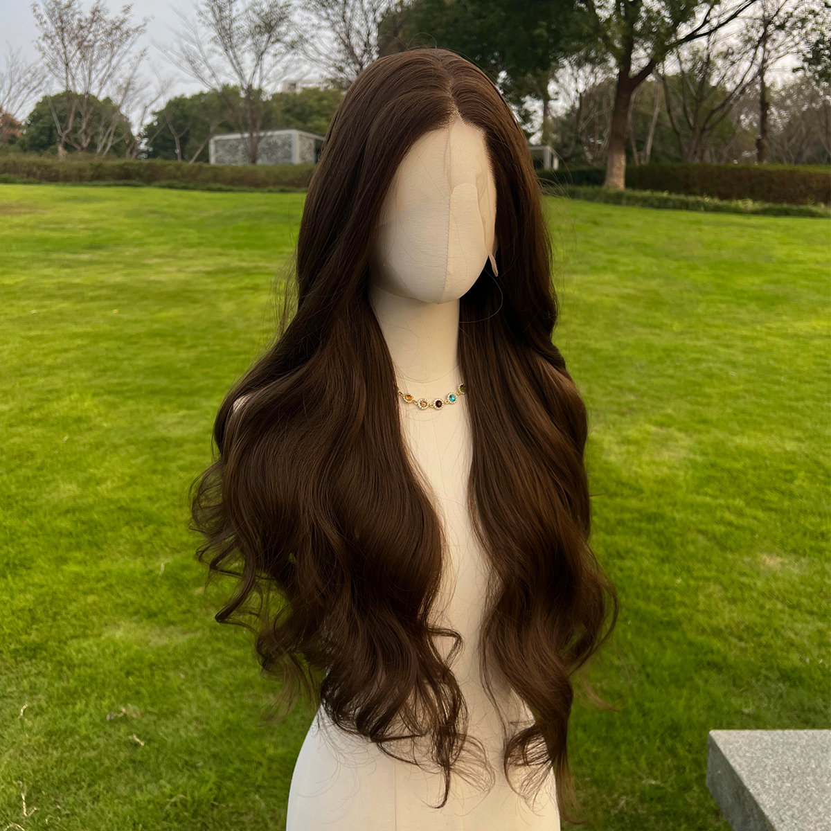 SMILCO/30Inch Deep Brown 13*4 Lace Front Long Curly Synthetic Wig/SM9850