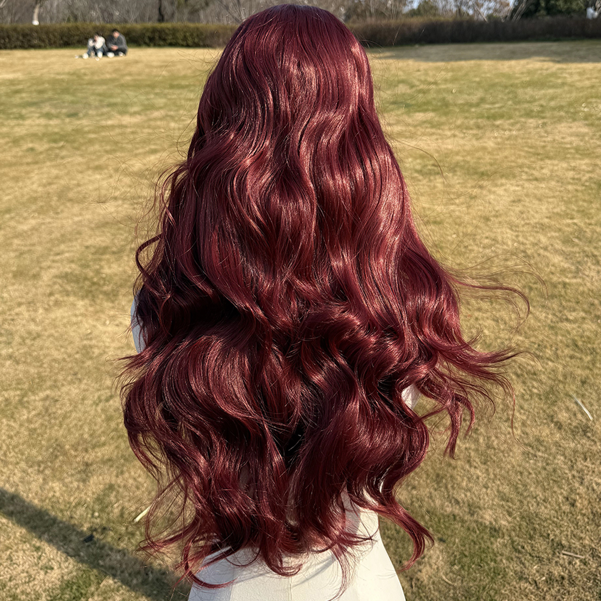 SMILCO/28Inch Cherry T-Part Lace Front Long Curly Synthetic Wig/SM9136
