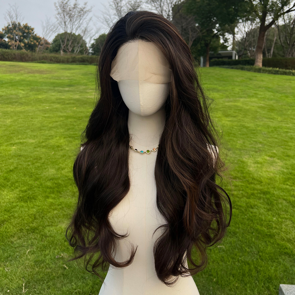 SMILCO/26Inch Dark Brown Luxe 13*6 Lace Front  Long Curly Synthetic Wig/SM9706