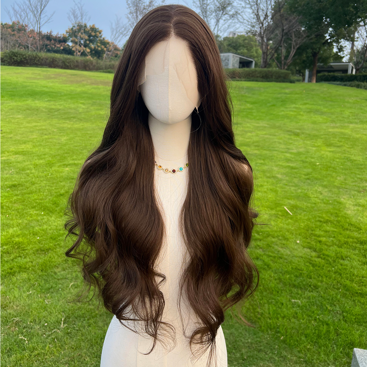 SMILCO/30Inch Deep Brown 13*4 Lace Front Long Curly Synthetic Wig/SM9850