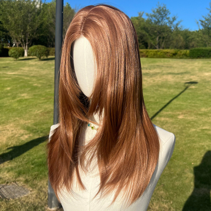 SMILCO/22Inch Copper Hybird Lace Front 1.5*6 Wolf Cut Medium Straight Synthetic Wig/SM019