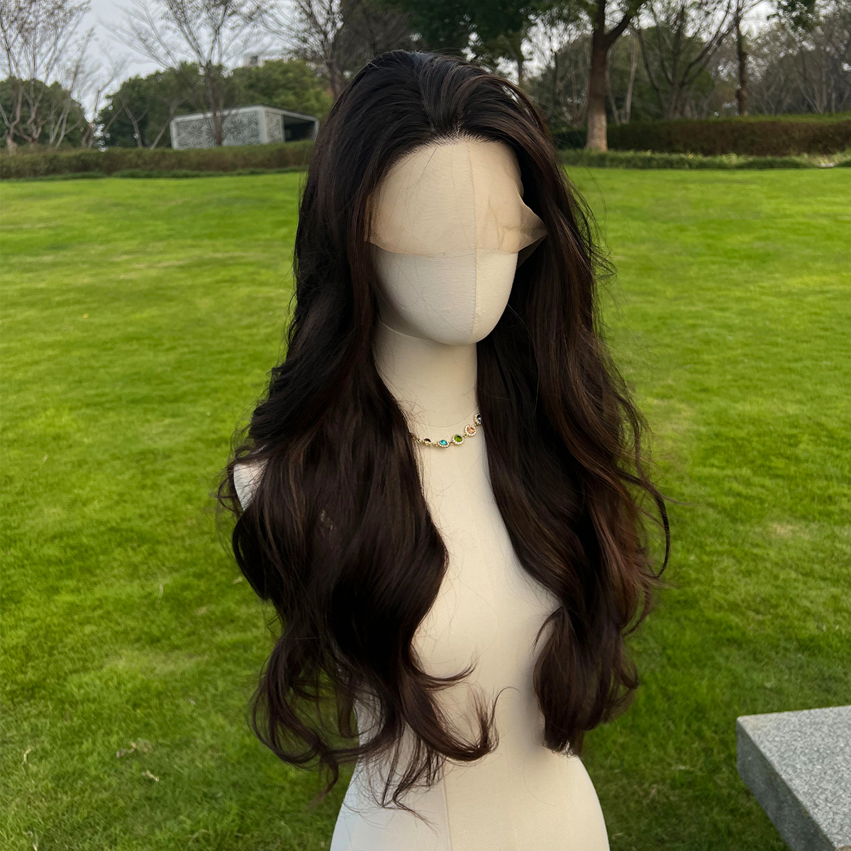 SMILCO/26Inch Dark Brown Luxe 13*6 Lace Front  Long Curly Synthetic Wig/SM9706