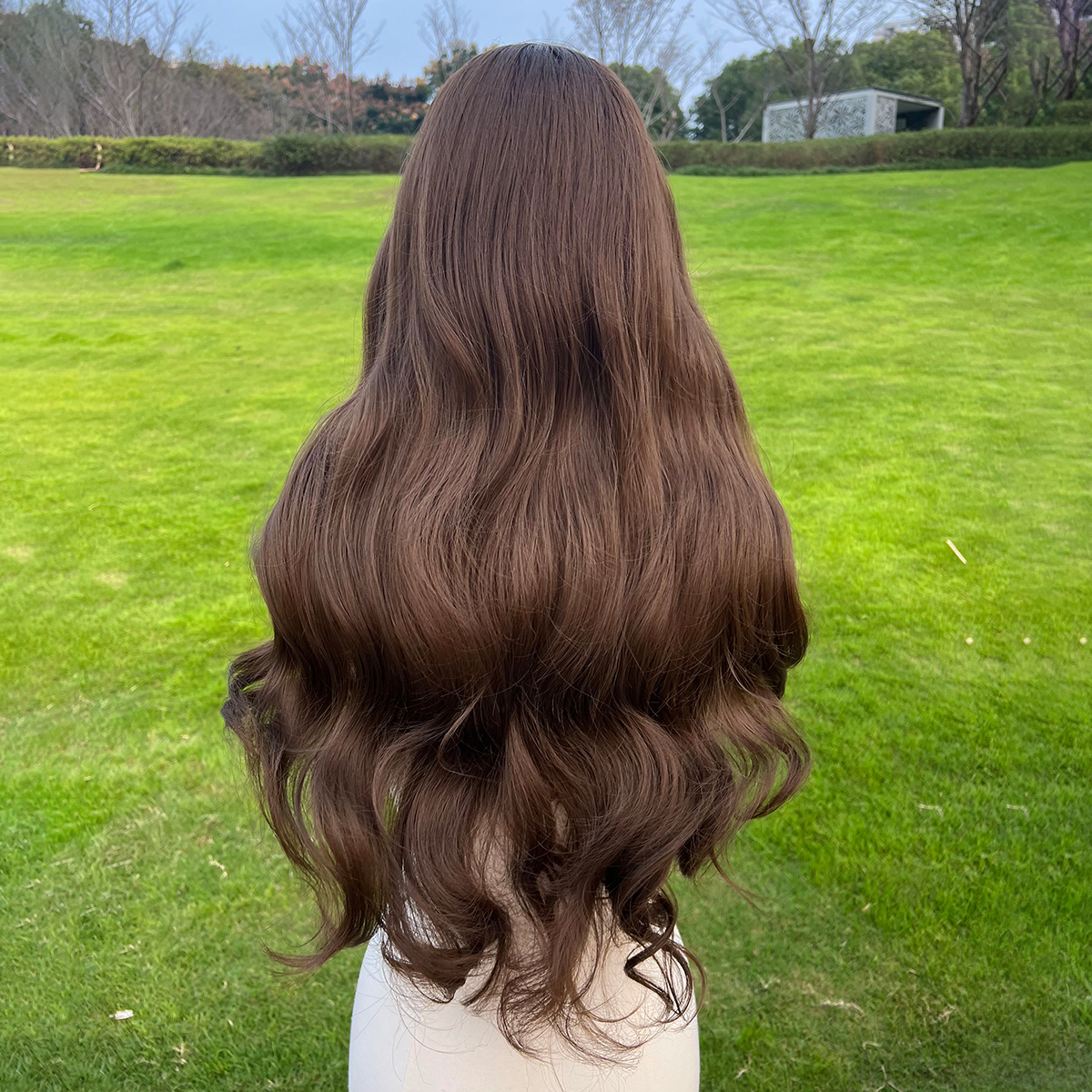 SMILCO/30Inch Deep Brown 13*4 Lace Front Long Curly Synthetic Wig/SM9850