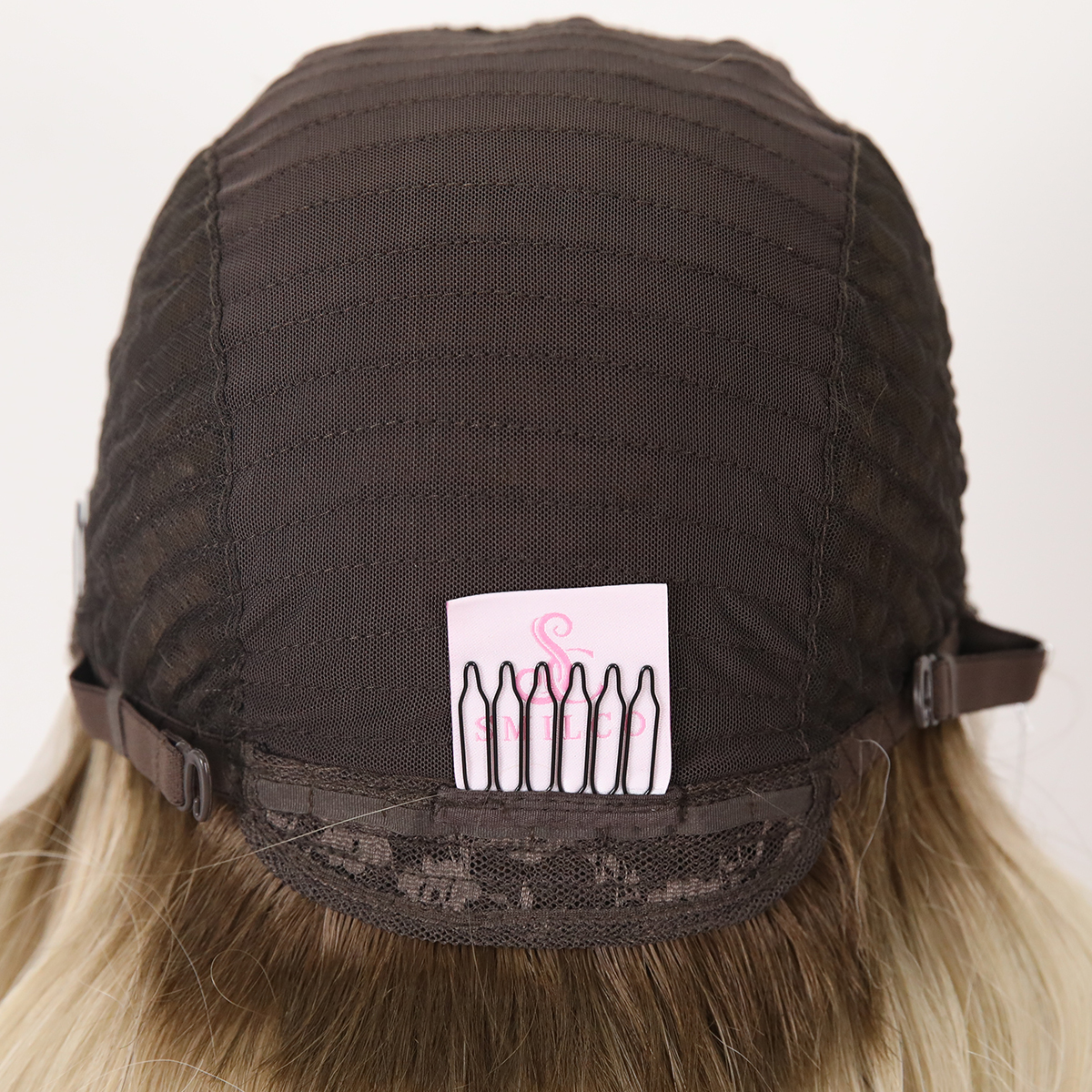 SMILCO/28Inch Ombre Brown Ash Blonde Long Curly T-Part Synthetic Wig/SM9023