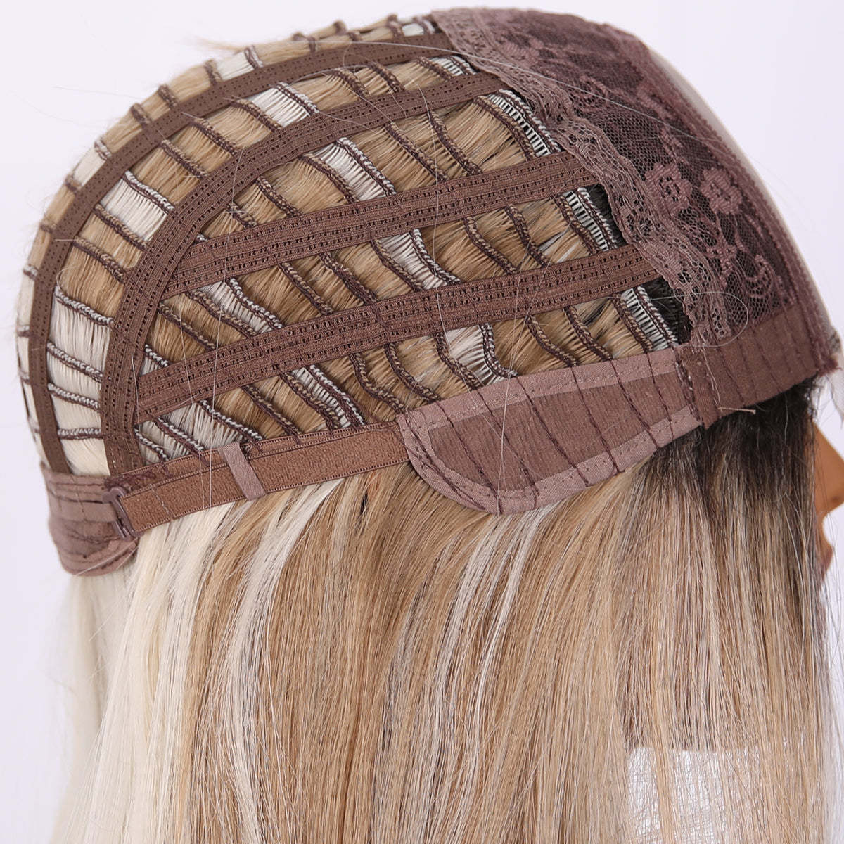 SMILCO/22Inch Small Lace Ombre And Highlight Brown WithBlonde Synthetic Wig/SM1686