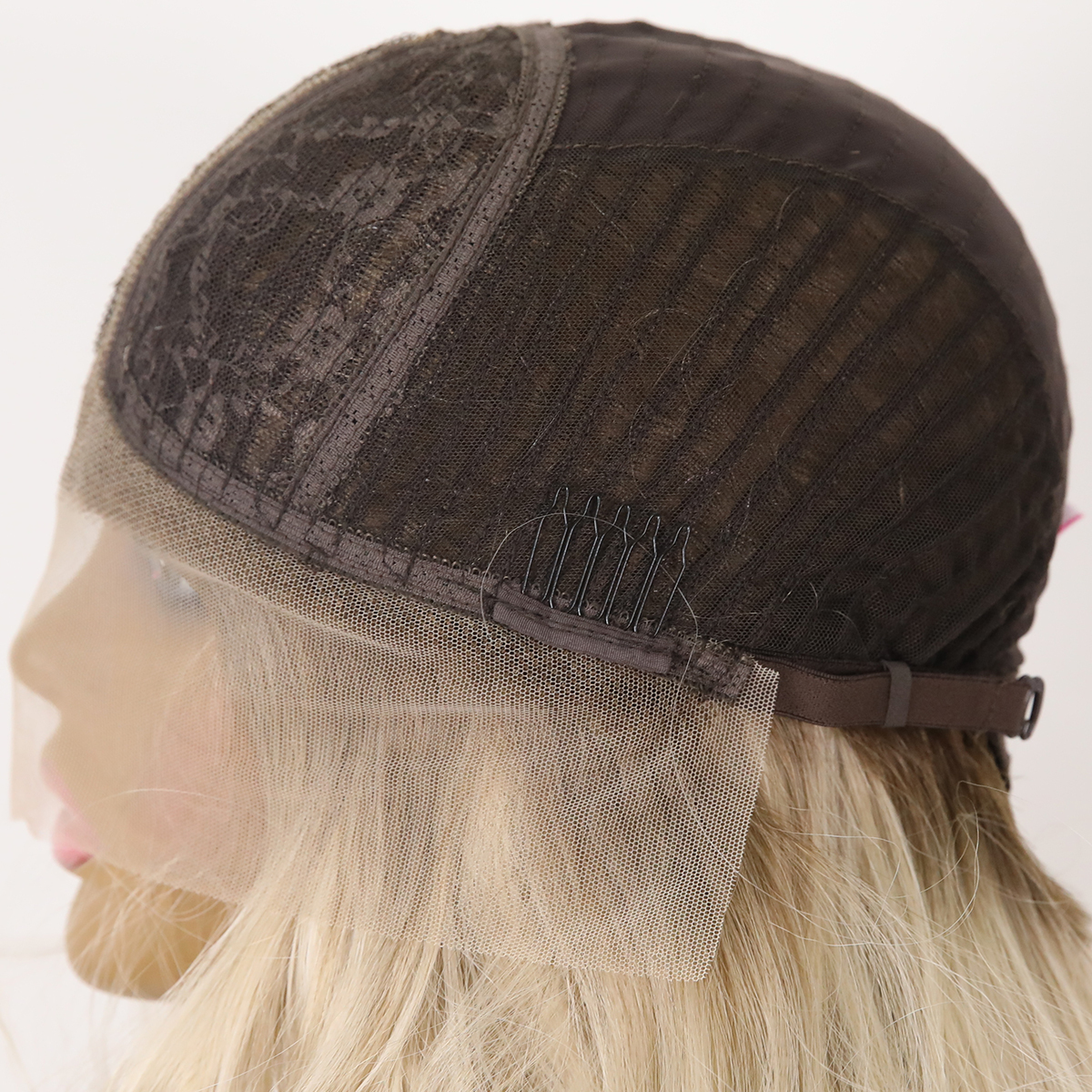 SMILCO/28Inch Ombre Brown Ash Blonde Long Curly T-Part Synthetic Wig/SM9023