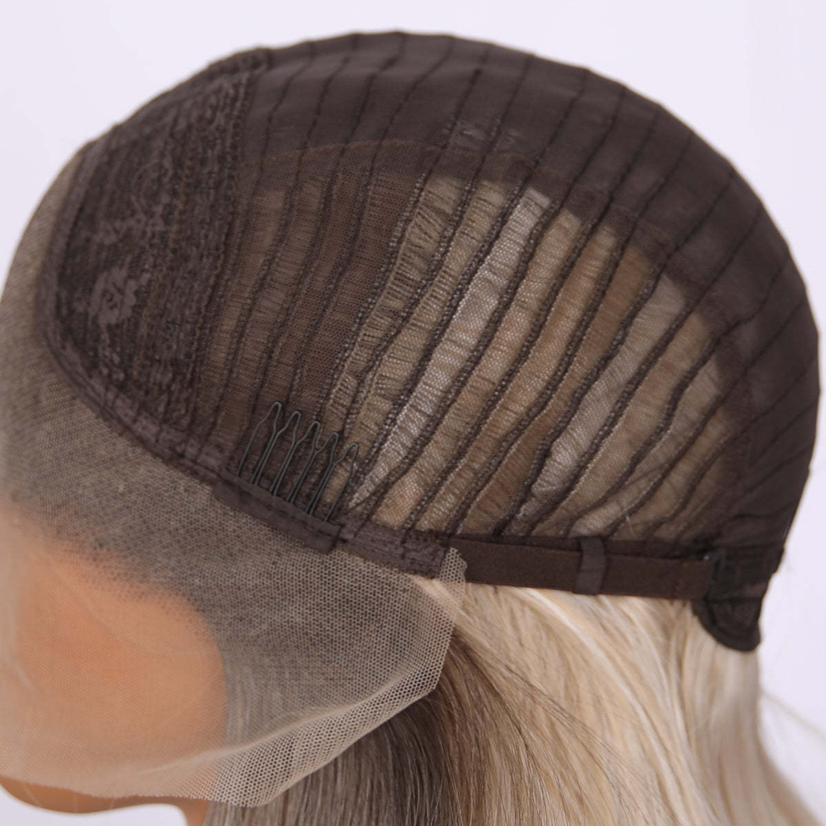 SMILCO/22Inch Ombre Brown Ash Blonde 13*4 Free Part Medium Synthetic Wig/SM9871