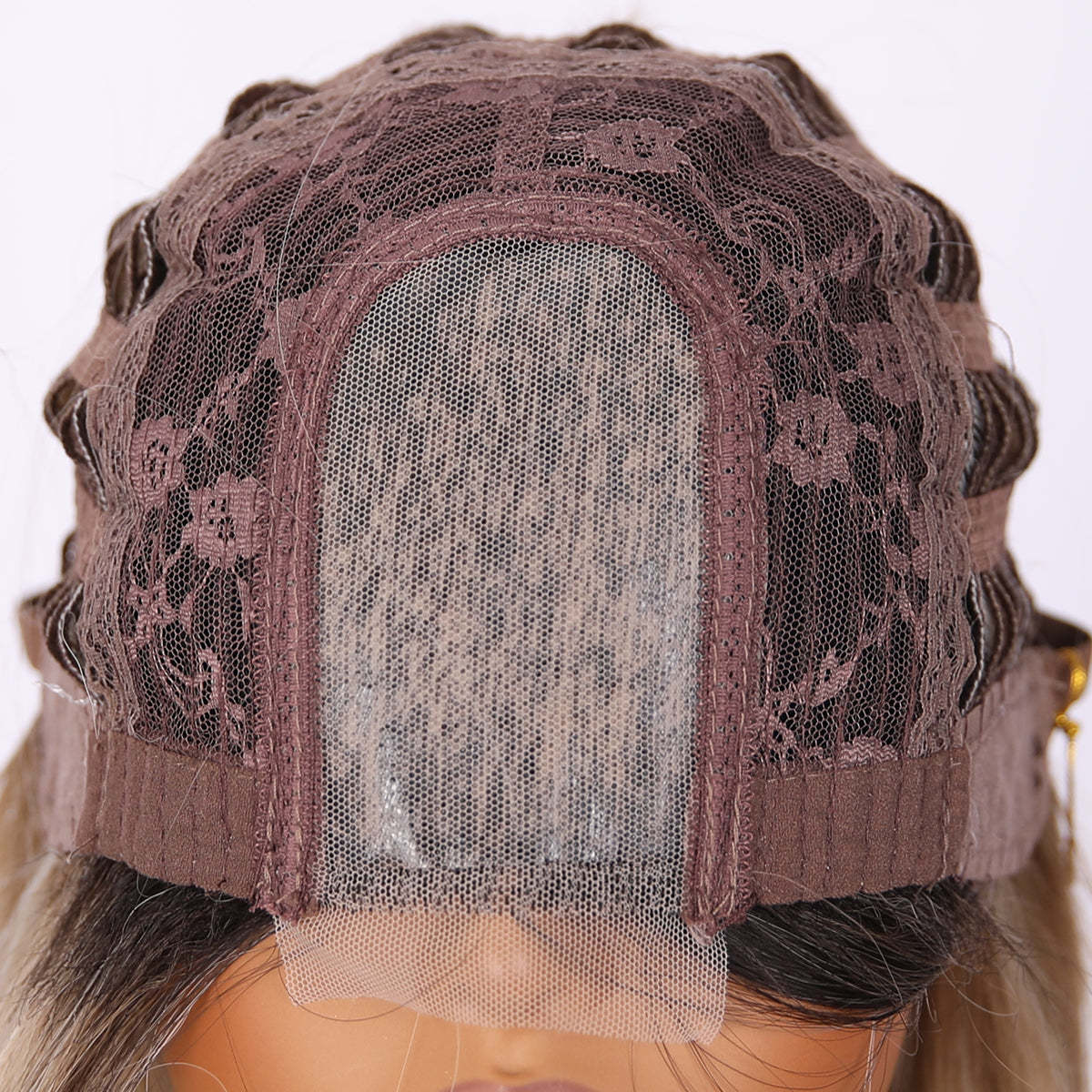 SMILCO/22Inch Small Lace Ombre And Highlight Brown WithBlonde Synthetic Wig/SM1686