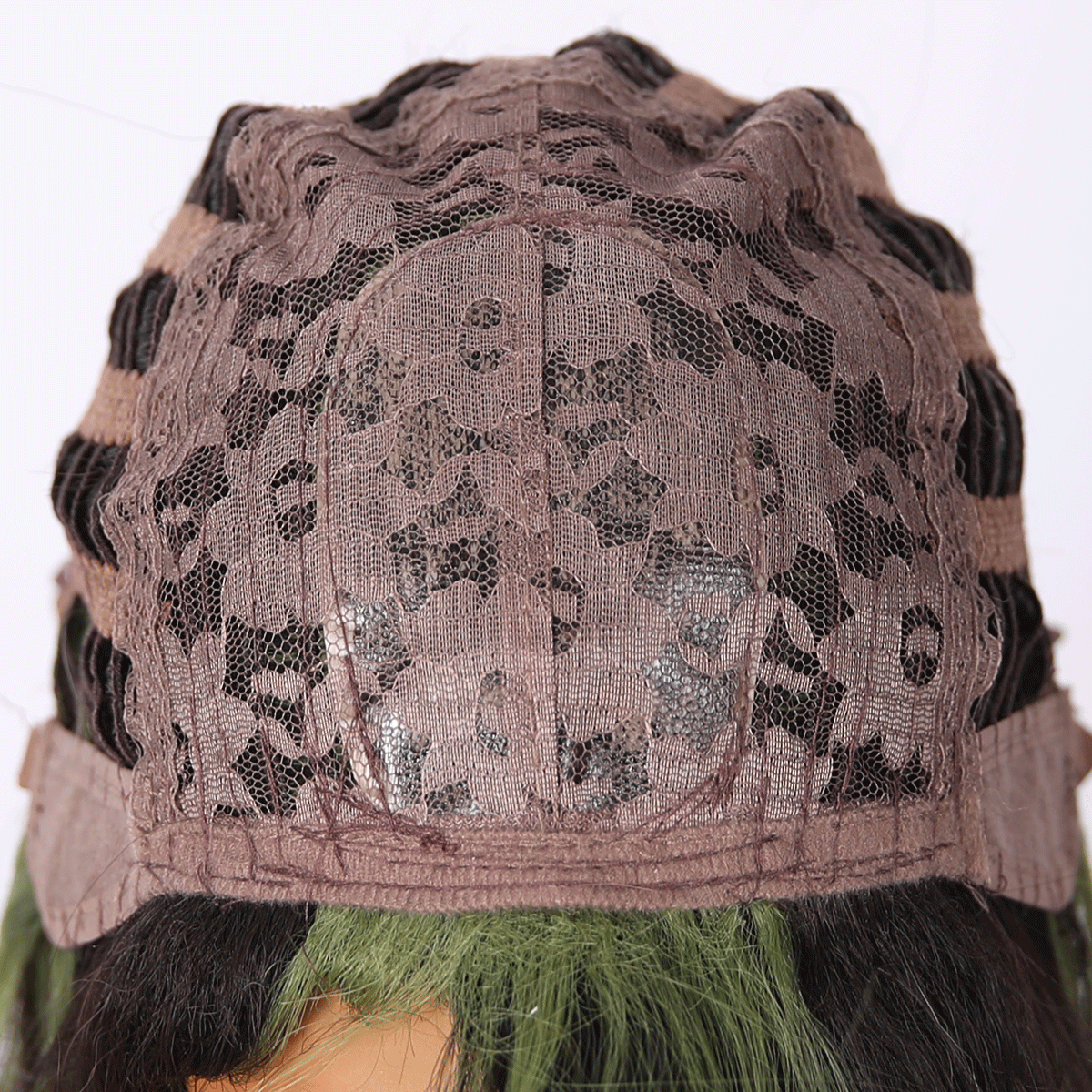 SMILCO/24Inch Highlight Brown With Green Long Curly With Bangs Synthetic Wig/SM406