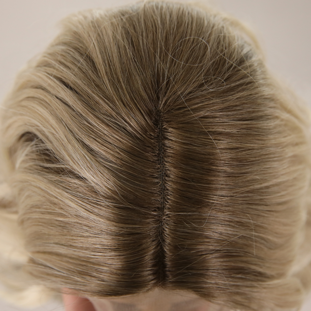 SMILCO/28Inch Ombre Brown Ash Blonde Long Curly T-Part Synthetic Wig/SM9023