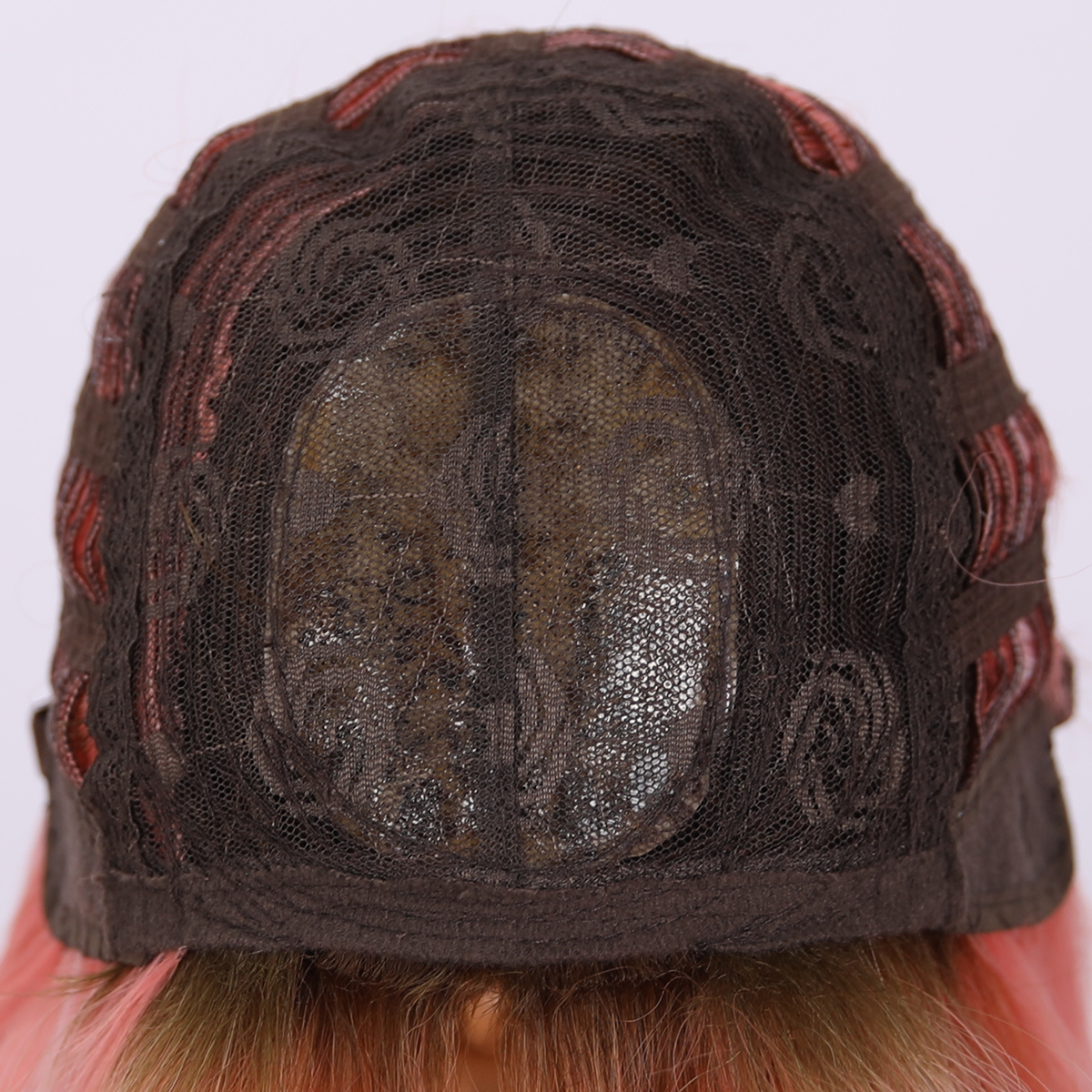 SMILCO/22Inch Ombre Brown Ash Pink Medium Curly WithBangs Synthetic Wig/SM420