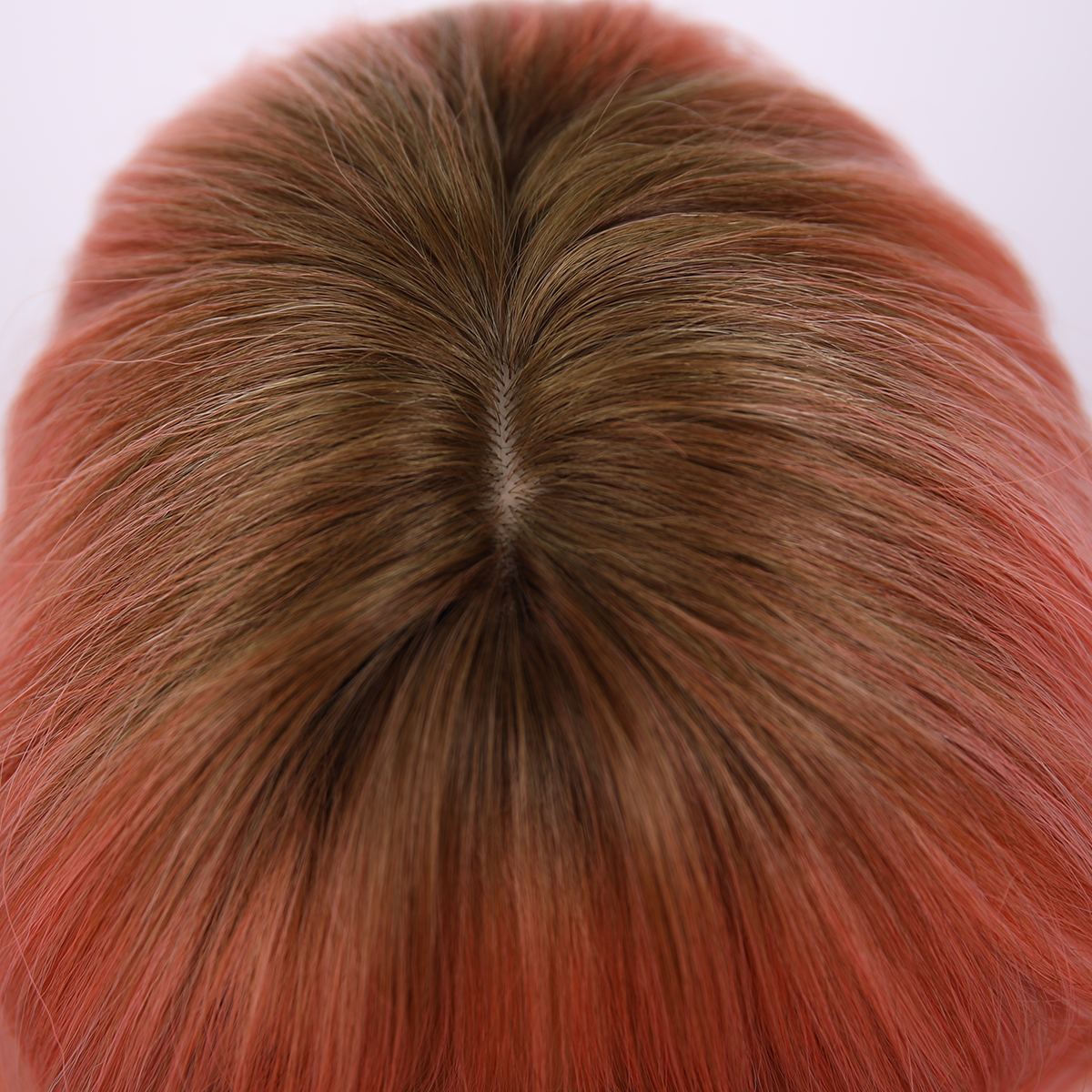 SMILCO/22Inch Ombre Brown Ash Pink Medium Curly WithBangs Synthetic Wig/SM420