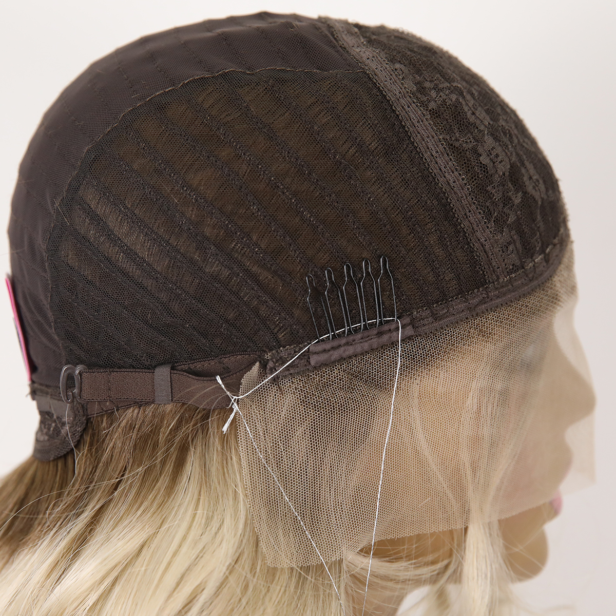 SMILCO/28Inch Ombre Brown Ash Blonde Long Curly T-Part Synthetic Wig/SM9023