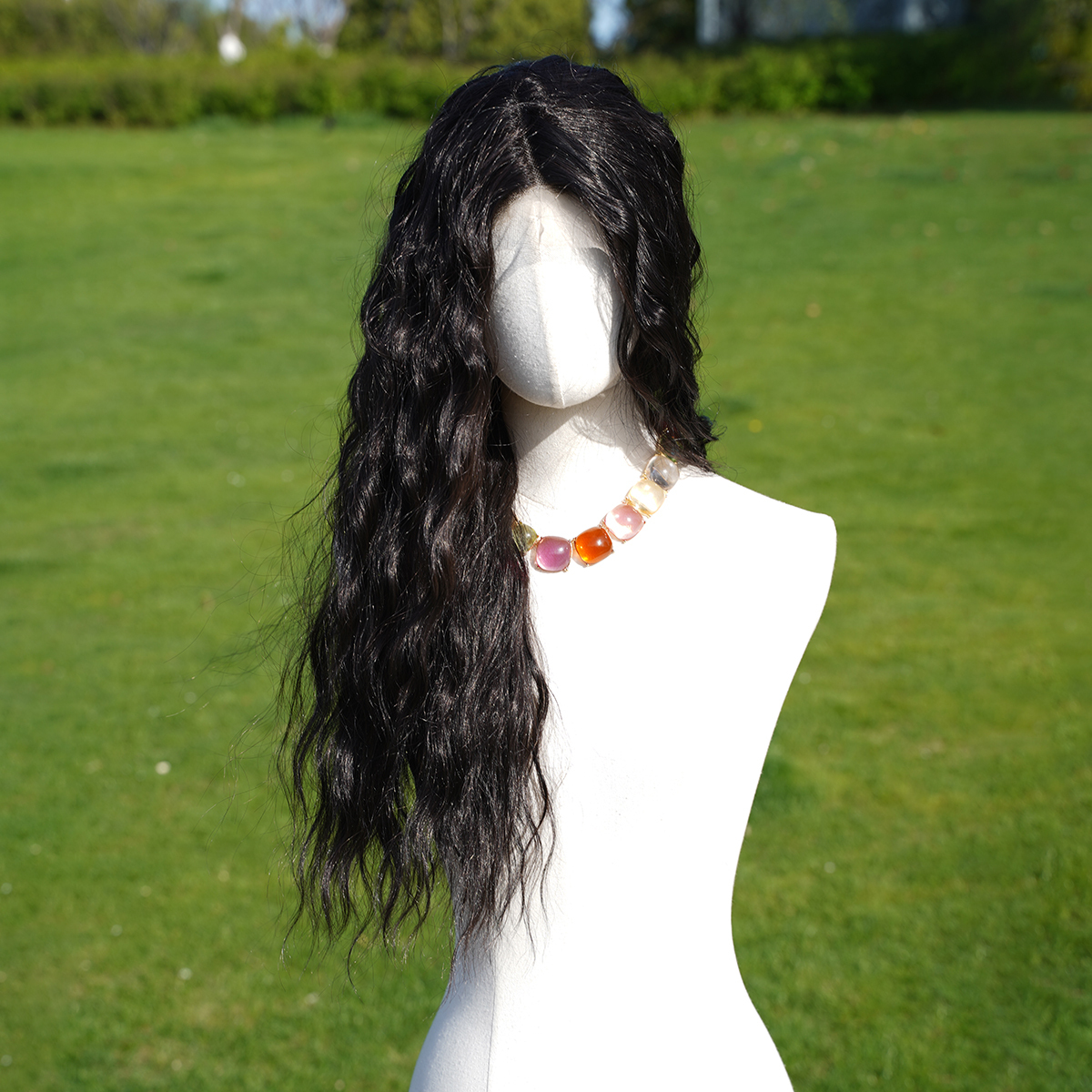 SMILCO/26Inch Dark Brown T-Part Lace Front Long Water Wave Synthetic Wig/SM9159