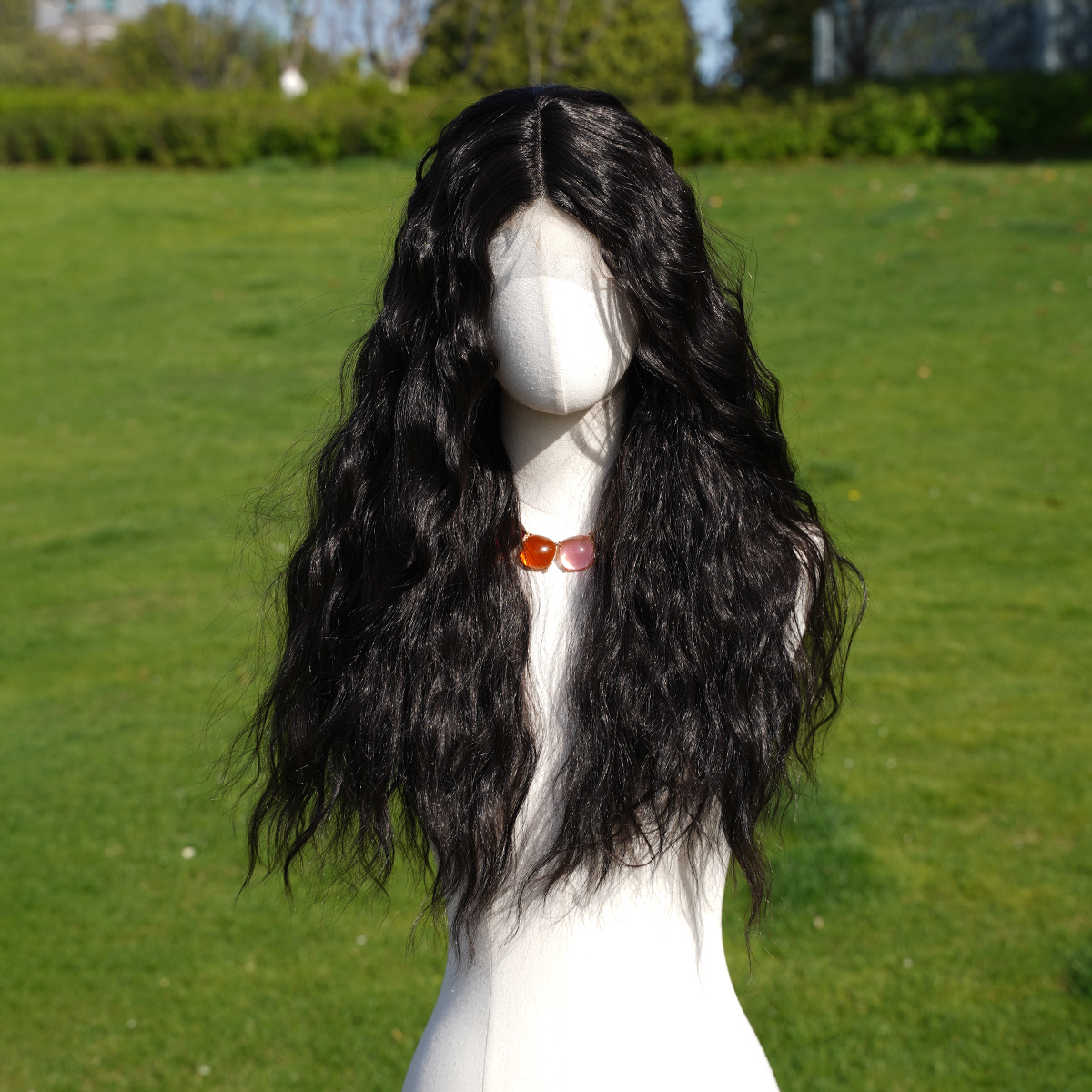 SMILCO/26Inch Dark Brown T-Part Lace Front Long Water Wave Synthetic Wig/SM9159