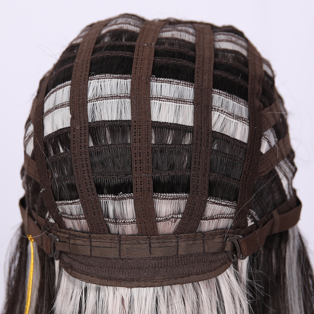 SMILCO/22 Inch Ombre Brown Ash Platinum Long Curly With Bangs Synthetic Wig/SM411