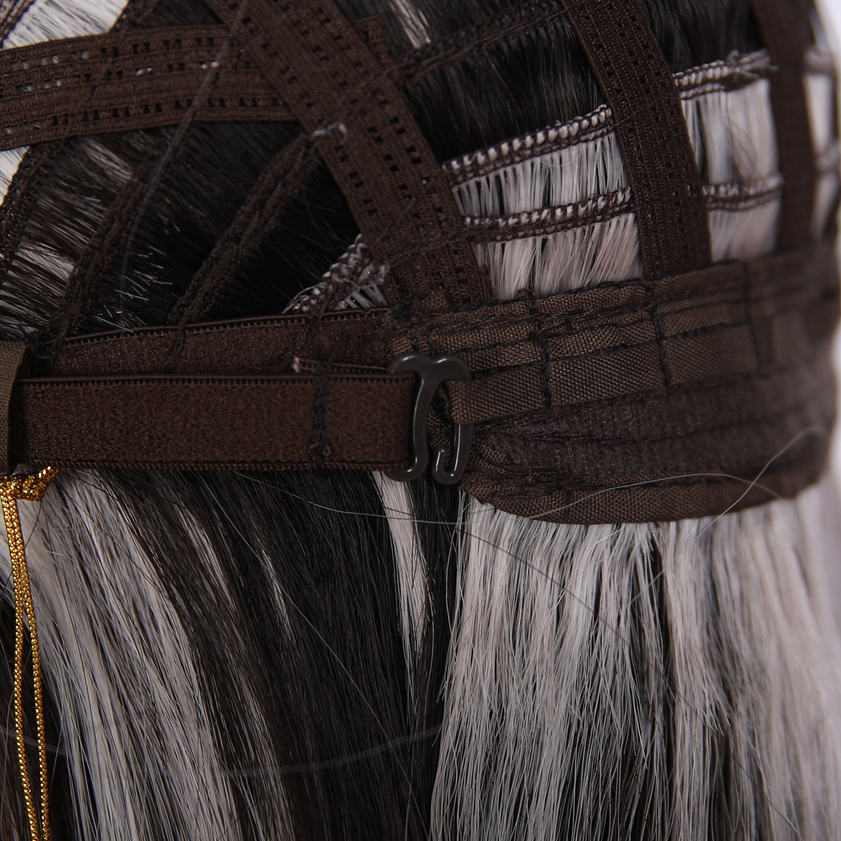 SMILCO/22 Inch Ombre Brown Ash Platinum Long Curly With Bangs Synthetic Wig/SM411