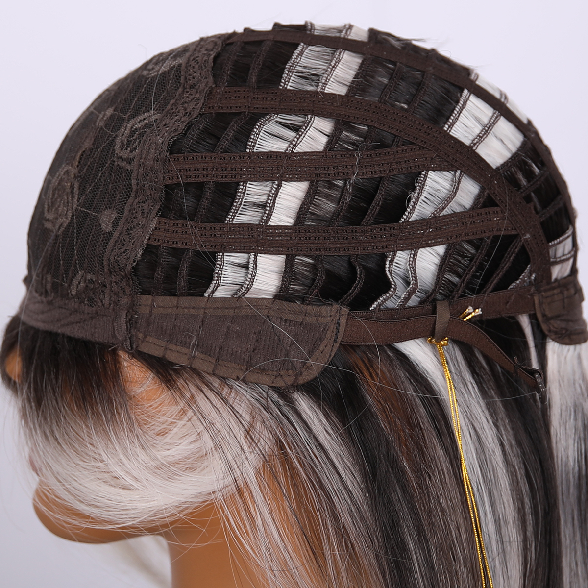 SMILCO/22 Inch Ombre Brown Ash Platinum Long Curly With Bangs Synthetic Wig/SM411