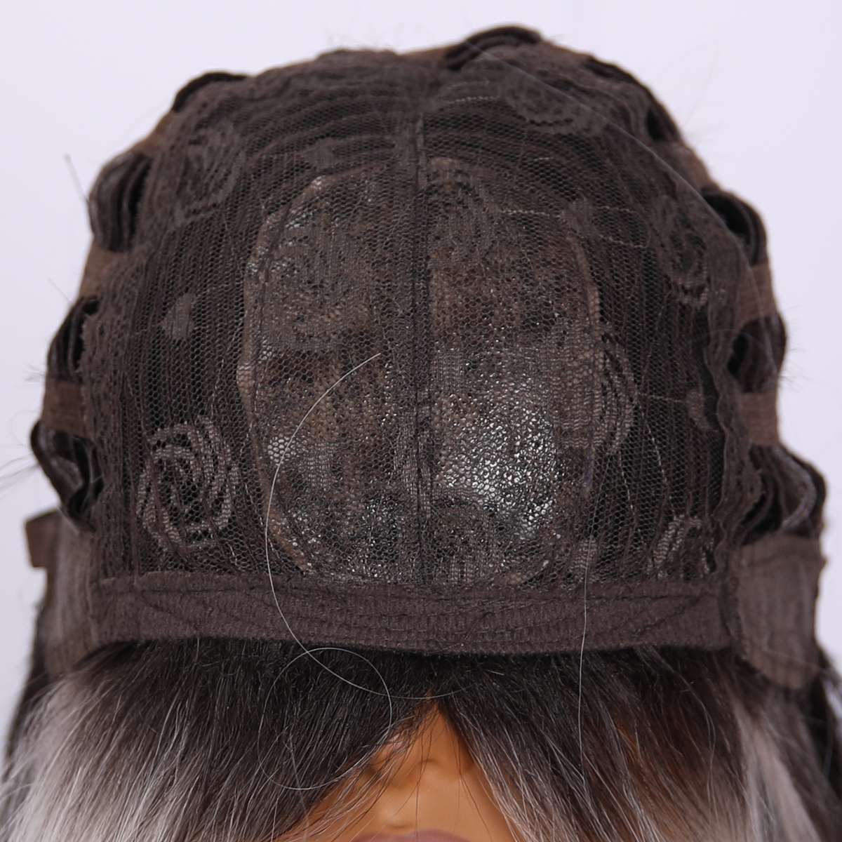SMILCO/22 Inch Ombre Brown Ash Platinum Long Curly With Bangs Synthetic Wig/SM411